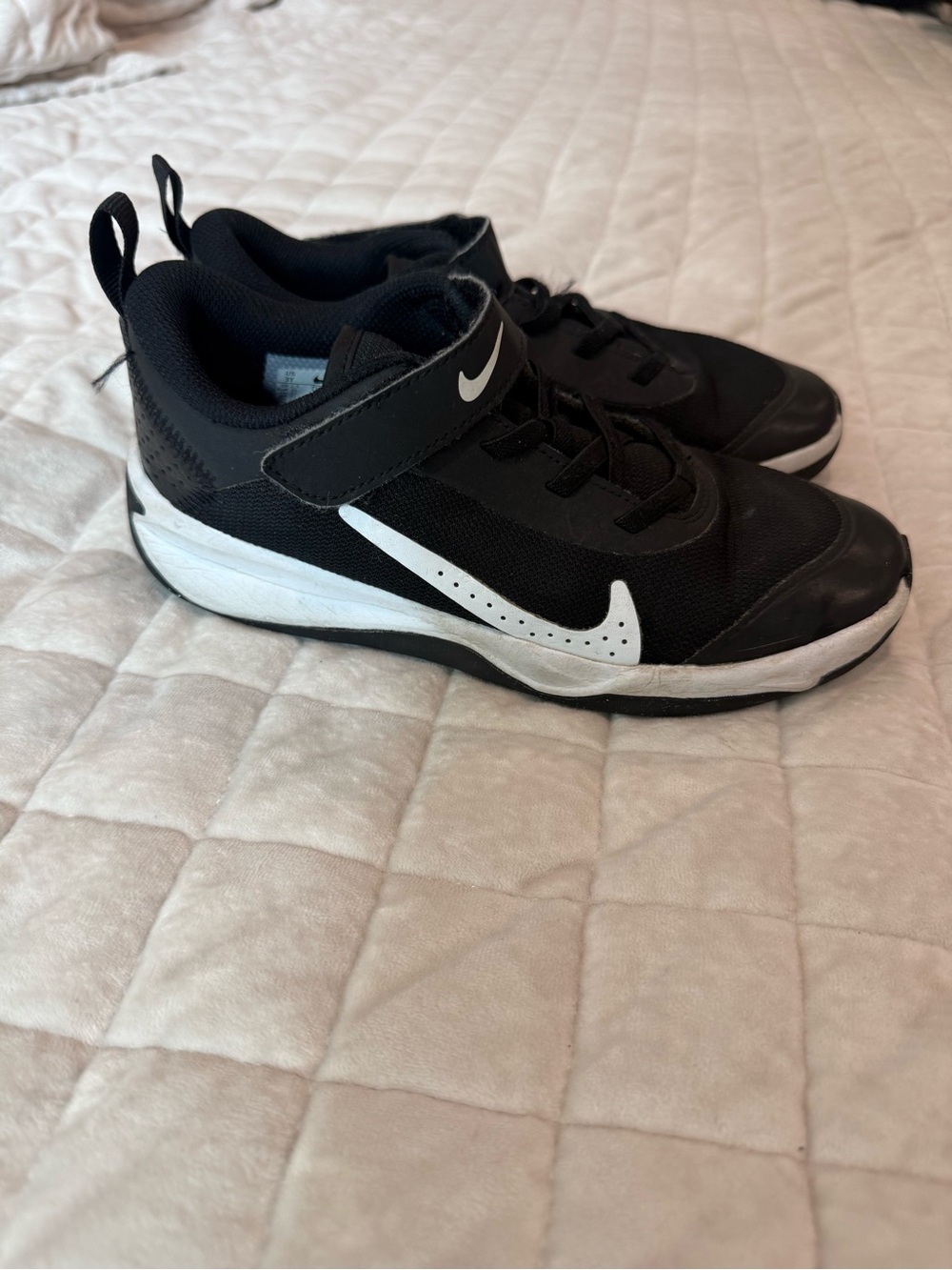 Nike Kids Black and White Velcro Athletic Sneakers